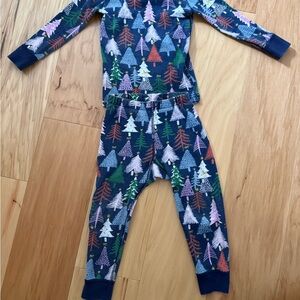 Hanna Andersson Navy Kids Pajama Set with Colorful Tree Print